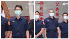 ▲中崙出所所長許書桓(左)、巡佐傅榮光(右2)、副所長顏敏森(左2)、教官楊忠蒞(右)。（資料照／翻攝畫面）