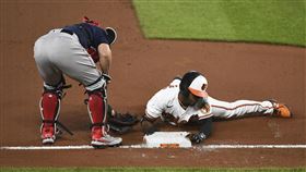 ▲金鶯穆林斯（Cedric Mullins）德州安打跑成三壘安打。（圖／美聯社／達志影像）