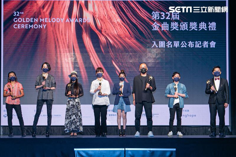 第32屆金曲獎搶先公佈入圍名單，楊乃文、蘇明淵、米莎、戴曉君和CNCS擔任揭曉嘉賓擔任揭獎嘉賓。（圖／記者楊澍攝影）