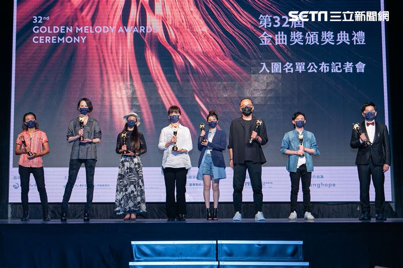 第32屆金曲獎搶先公佈入圍名單，楊乃文、蘇明淵、米莎、戴曉君和CNCS擔任揭曉嘉賓擔任揭獎嘉賓。（圖／記者楊澍攝影）