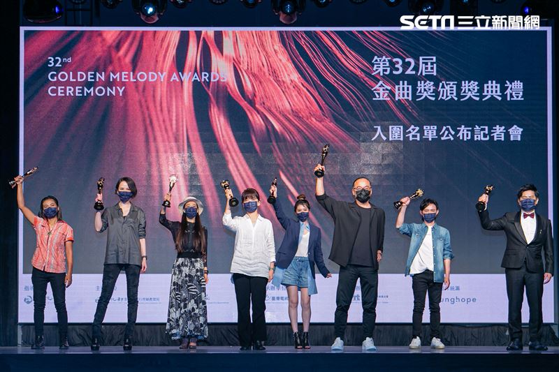 第32屆金曲獎搶先公佈入圍名單，楊乃文、蘇明淵、米莎、戴曉君和CNCS擔任揭曉嘉賓擔任揭獎嘉賓。（圖／記者楊澍攝影）