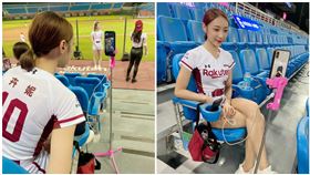 ▲樂天女孩對著空蕩蕩的看台應援。（圖／樂天桃猿球團提供）