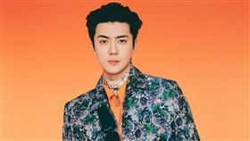 吳世勳（Sehun）穿著全套 DIOR 2021 早秋男裝系列亮相。（圖／DIOR提供）