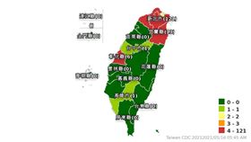 5天暴增244例本土！最新確診地圖曝光「3縣市變色」　圖／翻攝自疾管署網站
