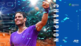 ▲納達爾（Rafael Nadal）贏得個人生涯第10座義大利公開賽冠軍。（圖／翻攝自ATPTour推特）