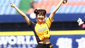 泱泱為兄弟開球、跳應援。（圖／中信兄弟提供）