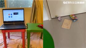 暖心！在家辦公關房間開會　雙胞胎女兒想媽門縫狂塞信撒嬌（圖／讀者提供）