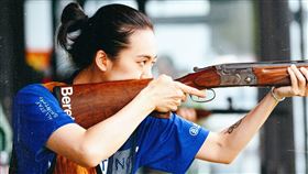 趙逸嵐在飛靶比賽中三發全中。（圖／凱渥提供）