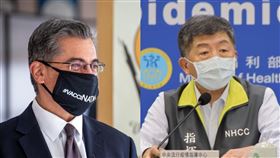 美國衛生部與陳時中視訊 左圖／翻攝自Xavier Becerra推特；右圖／指揮中心提供