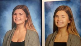 萊莉拿拿到畢業紀念冊後，驚見自己的胸部位置被加上了色塊遮擋。（圖／翻攝自XenRyanANJax推特）