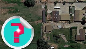 網友在一處民宅的草坪看見「Bitch」的字眼，還有一個大箭頭指向一戶人家。（圖／翻攝自Google地圖）