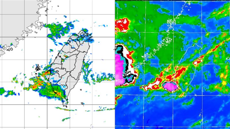 粉色雲團移入中　高屏防瞬間大雨雷擊
