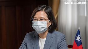 蔡英文針對防疫工作與疫苗進度發表談話。（圖／總統府提供）