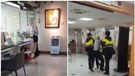 台北市王姓老翁大鬧大安區公所遭架離。（圖／翻攝自《爆料公社公開版》）