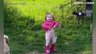 娃模仿爸爸　揣摩「方便」背影超到位