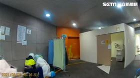 聯合醫院仁愛院區確診病患因失眠問題打破隔離窗 翻攝畫面