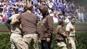 ▲嚴重衝撞後，Tommy Pham飆罵金河成。（圖／美聯社／達志影像）