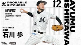 千葉羅德先發投手石川步。（圖／翻攝自羅德推特)