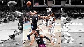 ▲「幹籃哥」葛瑞芬（Blake Griffin）顏扣「字母哥」安戴托昆波（Giannis Antetokounmpo）。（圖／翻攝自籃網推特）