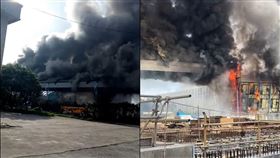 新／台中火力發電廠　燃煤倉庫狂燒（圖／翻攝畫面）