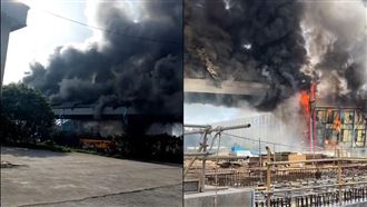 新／台中火力發電廠　輸煤轉運塔狂燒