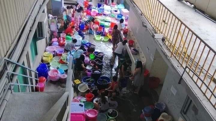 滿地洗衣籃！矽品移工群聚驚人畫面曝