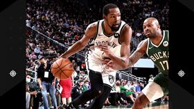 ▲杜蘭特（Kevin Durant）錯失追平三分球，公鹿扳回一城。（圖／翻攝自籃網推特）