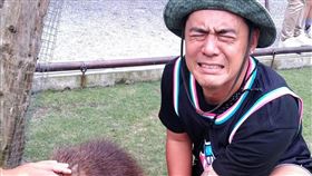 竇智孔很害怕水豚君。(圖／八大提供）