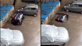 停車場,吞沒,轎車,大洞