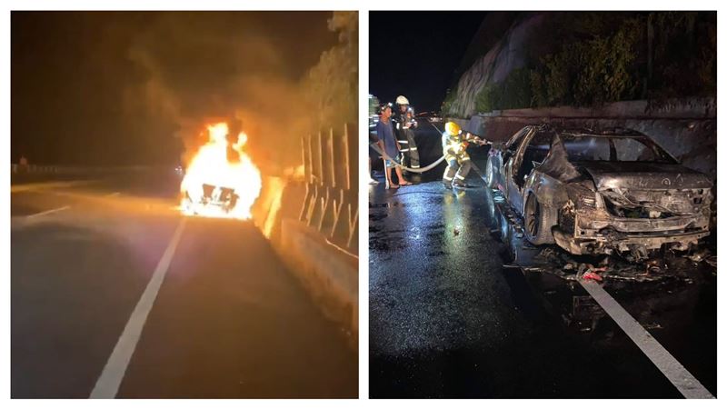 南迴公路火燒車！百萬名車燒到剩車架
