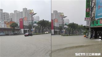 1級淹水警戒　高雄已淹半個輪胎高