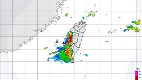 雷雨胞，梅雨鋒面影響，豪大雨，雷達回波圖，圖/翻攝自中央氣象局