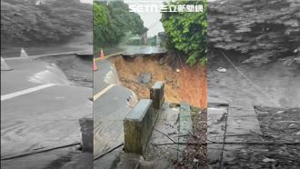 驚悚！八卦山道路突崩塌　車輛險墜谷