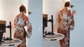 萊麗在家拍攝「成人片」，途中鄰居按鈴請她降低音量。（圖／翻攝自萊麗抖音）