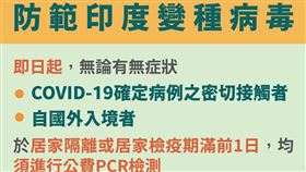 防範印度變種病毒，2類人需採檢。（圖／指揮中心提供）