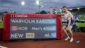 ▲沃霍爾（Karsten Warholm）以46秒70刷新400公尺跨欄世界紀錄。（圖／美聯社／達志影像）