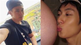 飛輪海」成員吳尊/老婆孕肚照。微博