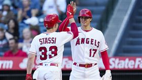 ▲大谷翔平1局下敲安打回失分。（圖／美聯社／達志影像）