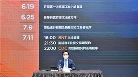 行政院發言人羅秉成12日上午召開「BNT原廠疫苗捐贈專案說明記者會」。（圖／行政院提供)