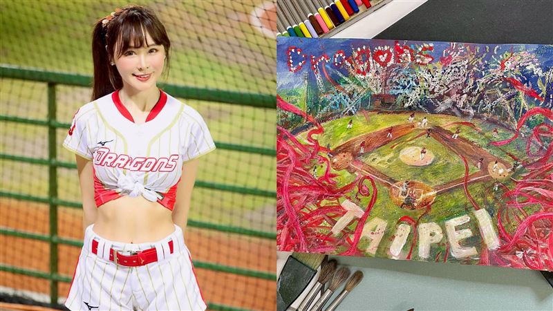 中職開打！小龍女甜美手繪盼球隊封王