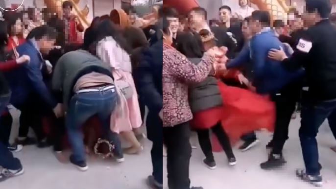 婚鬧慘遭狂撲！新娘無影腳踢爆眾男
