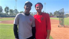 小聯盟教練賈納與台灣有緣 現是陳聖平的教練美國職棒小聯盟教練賈納（Darrin Garner）（左）過去曾指導台灣旅美球員陳鏞基，近年多次到台灣擔任客座教練，今年是台灣球員陳聖平（右）的教練。中央社記者林宏翰洛杉磯攝　110年7月16日