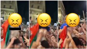 慶歐國盃！義大利妹掀衣「露雙球」　秒遭豬哥撲倒搶著摸（圖／翻攝自@stanzaselvaggia推特）