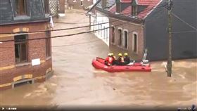 德國雨災水患。（圖／翻攝自推特）