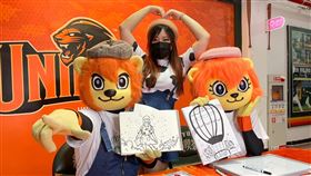 統一獅吉祥物萊恩與瀅瀅開直播。（圖／統一獅提供）