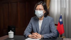 蔡英文針對防疫工作與疫苗進度發表談話。（圖／總統府提供）