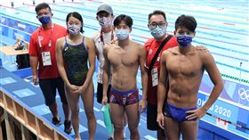 ▲東京奧運中華游泳代表隊選手王冠閎、王星皓、黃渼茜。（圖／體育署提供）