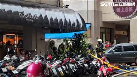 台北市八德路四段旅館竄出火煙，警消救出1名受困男子。（圖／翻攝畫面）
