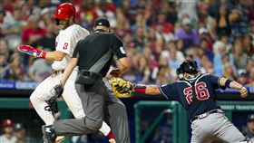 ▲哈波（Bryce Harper）單場3次盜壘。（圖／美聯社／達志影像）