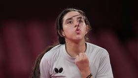 ▲敘利亞桌球選手Hend Zaza年僅12歲打東京奧運。（圖／美聯社／達志影像）